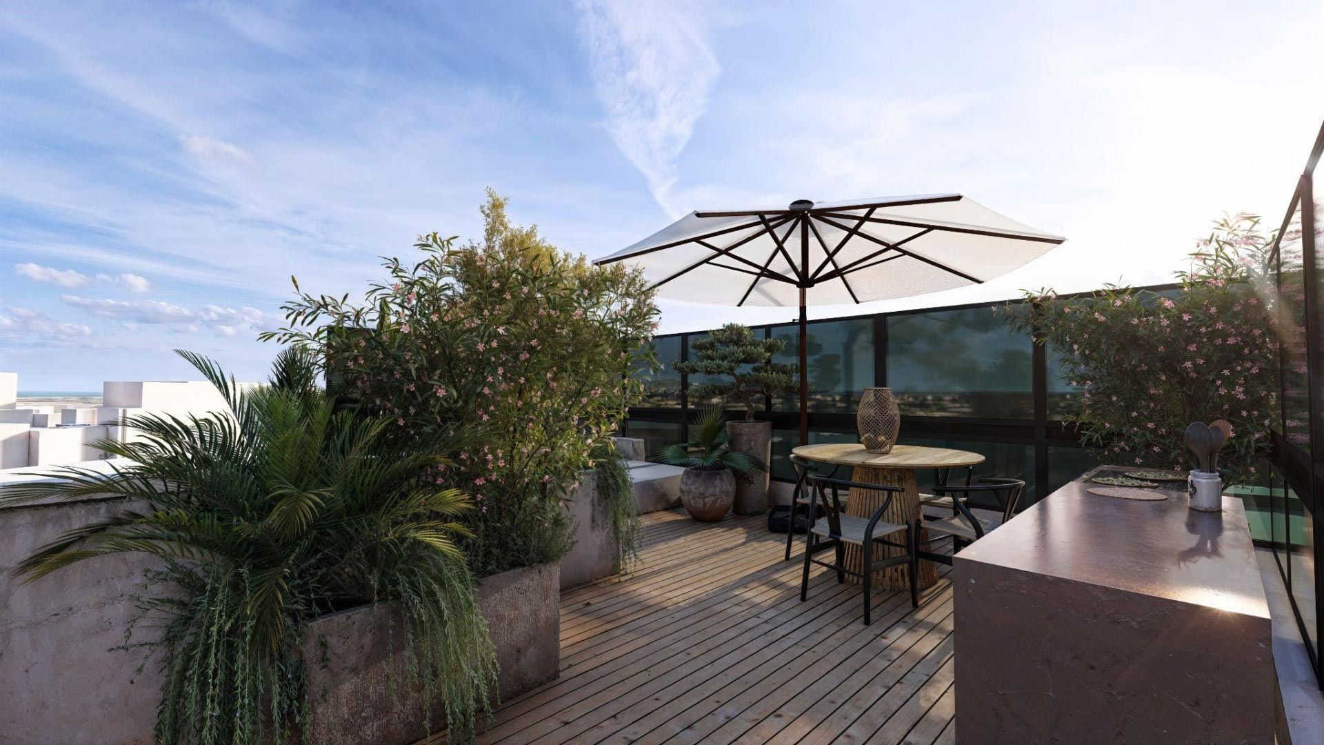 Terrazza urbana con piante